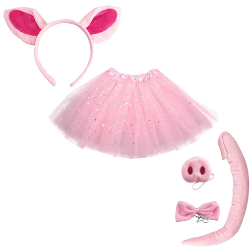 1Conjunto Tiara E Cauda Porquinho Rosa Para E 2