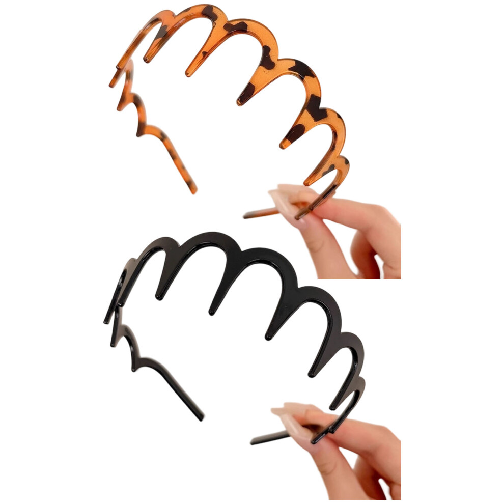 Light 2Pcs Tooth Headband Weight Wavy Textured Hairband For
