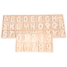 2 Sets Unfinished Wood Letters And Numbers Alphabet Chips