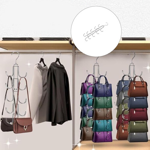 Vertical Space Utilization Rotating Storage Rack For Purses Hats 2