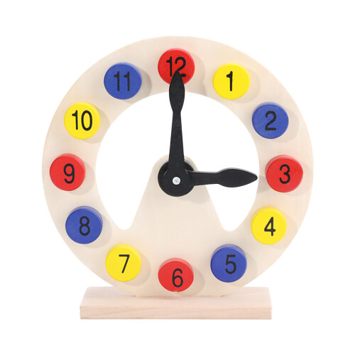 Wood Number Clock Toy Teaching Tool For Children Cognitive Learning