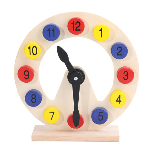 Wood Number Clock Toy Teaching Tool For Children Cognitive Learning 2