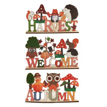 Thanksgiving Wood Accent Set of 3 With Animal Figures Harvest