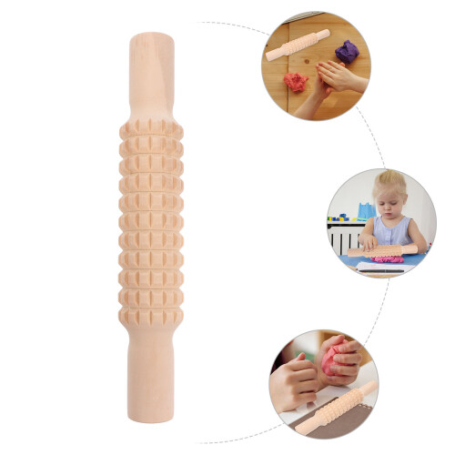 Kids Plasticine Rolling Pin Creative Clay Modeling Tool Wood Roller 2