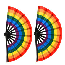 Plastic Folding Fan Rainbow Hand Fan,Pride Folding Hand