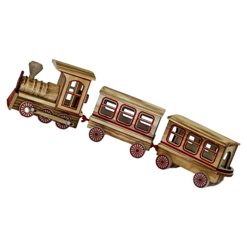 One Set Creative Christmas Train Three Section Wooden Craft 2
