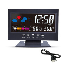 Digital Weather Stations Clock With Temperature Trend Indicator