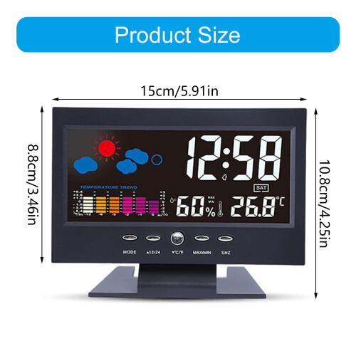 Digital Weather Stations Clock With Temperature Trend Indicator 2