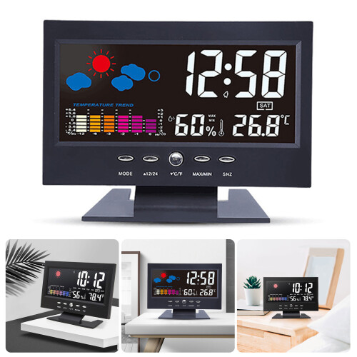 Digital Weather Stations Clock With Temperature Trend Indicator 1