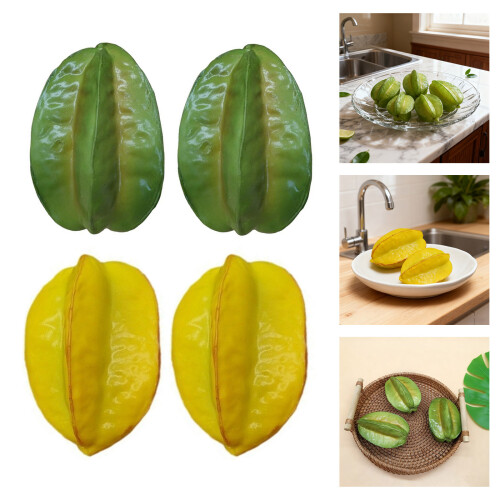 2Pcs Decorative Artificial Carambola Accent for-Yellow 2