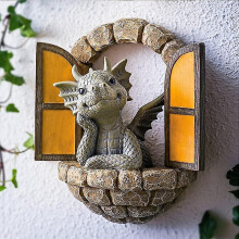 Dragon Garden Statue, Gnome Garden Statue Outdoor Garden Statue Garden Sculptures And Statues Statue Ornament Decoration Resin Animals for Indoor Or O