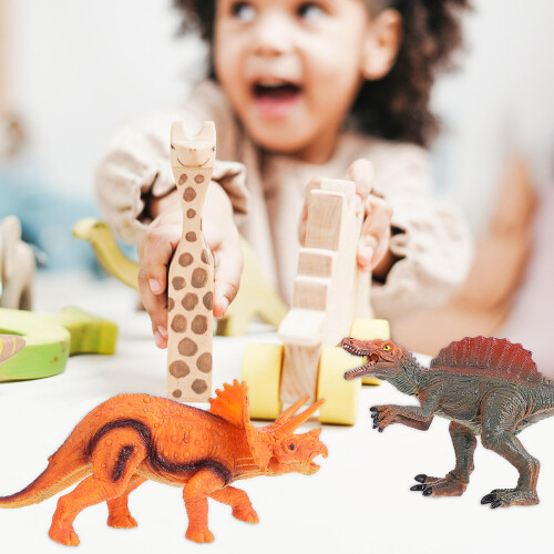 2Pcs Simulation Animal Toy Creative Rubber Dinosaur Model Decoration 1