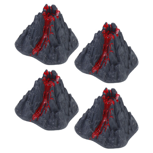 4Pcs Mini Volcano Model Toy: Realistic Plastic Lava Eruption Decor