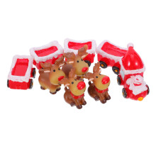 5 Sets Christmas Train Set With Resin Reindeer Figurines Winter Decor