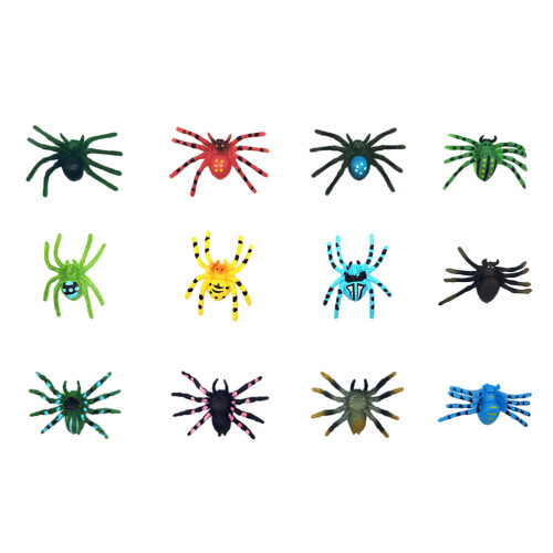12Pcs Plastic Halloween Spider Toys Realistic Educational Figures 1