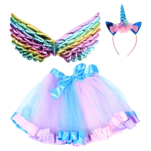 3Pcs De Unicórnio Para Tutu Com Asas E Faixa 2