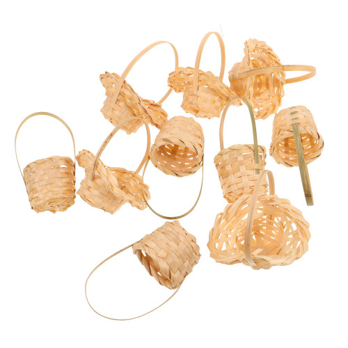 20 Pcs Mini Woven Baskets For Dollhouse Decor 1:12 Scale With Handles 2