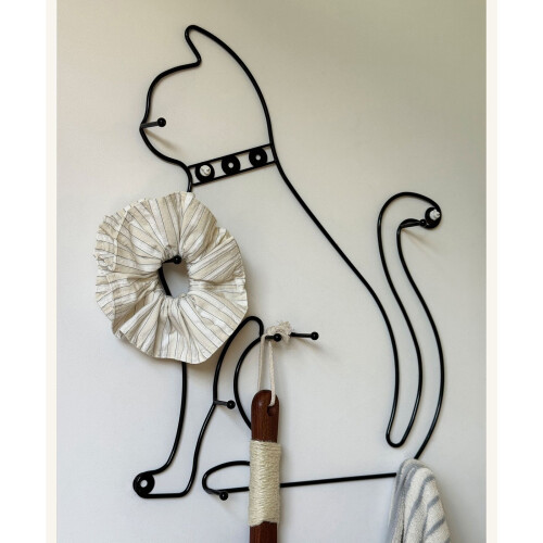 Decorative Wall Hook Cartoon Cats Shape Iron Materials-Black 2