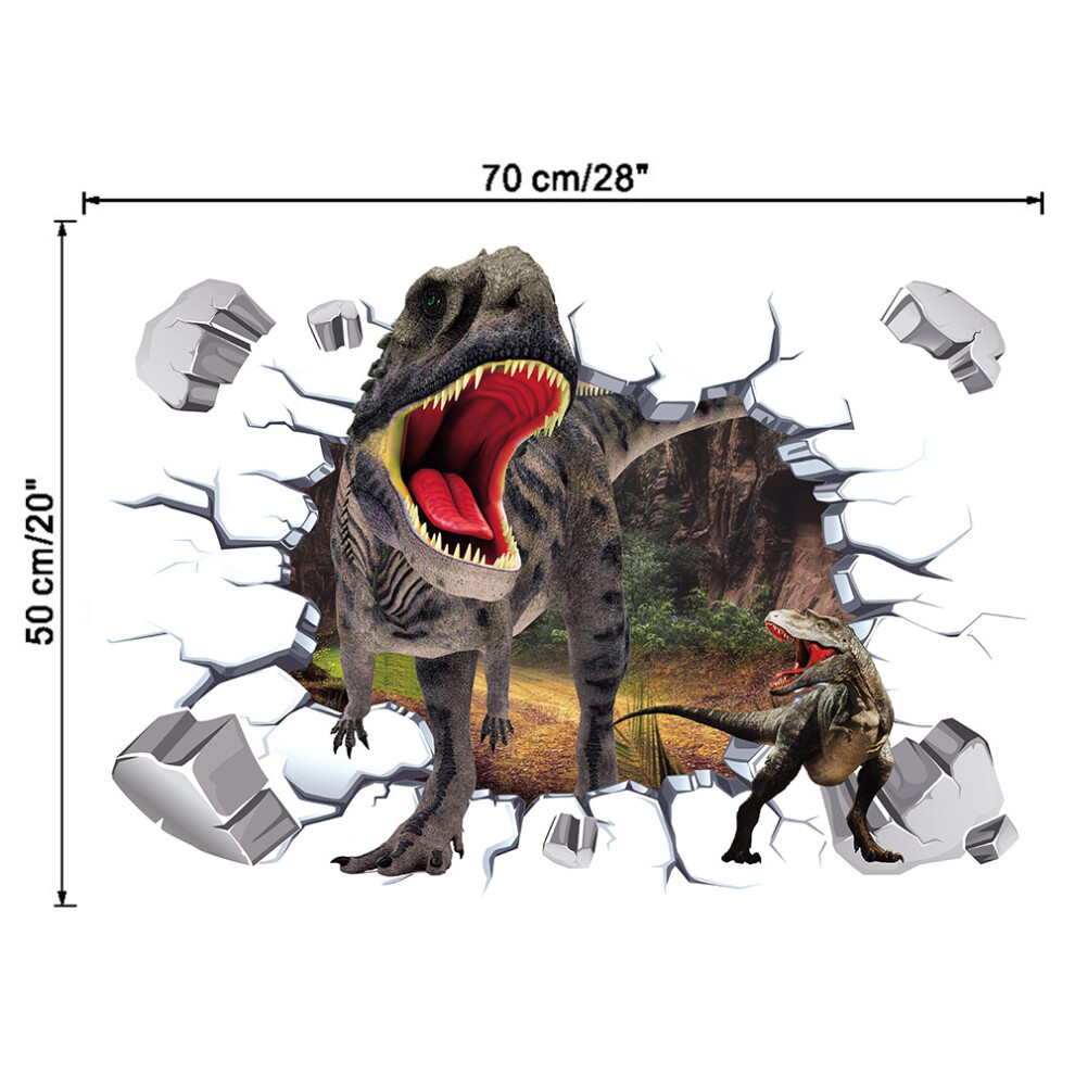 3D Dinosaur Wall Stickers, Peel and Stick Wall Art Decals Removable Waterproof Wall Stickers Easy to Use Wall Decals for Kids Bedroom Living Room