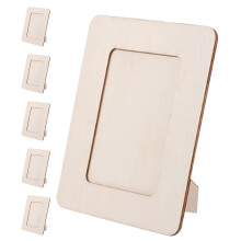 6Pcs Unfinished Wooden Photo Frames With Stand For Diy Painting