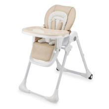 Seggiolone per Bambini Kinderkraft TUMMIE 2 in 1 pieghevole sdraietta dalla nascita regolabile 7 altezze doppio vassoio Beige