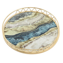 (Lake Large, 255x3cm) Storage Platter Marble Texture Serving Tray Unique Desktop Organizer