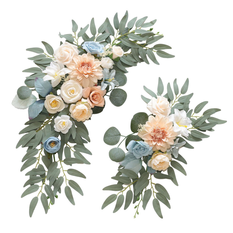 (Champagne Blue, 60x40cm 40x30cm) Vivid Wedding Arch Flower Decorations Green Theme Wedding Supplies-image-OPC-PNG9NFP-NEW