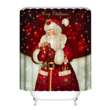 Jultomten duschdraperiset, lätt att rengöra julbadrumsdekoration med snögubbe-tecknad design, färgglatt vattentätt tygdraperi med tillbehör