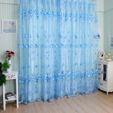 Polyester Fiber Decorative Drapes, Multi-purpose Room Dividers for Stylish Interiors, Light Filtering Voile Panels with Pastoral Tulip Floral Pattern,