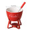 Fondue Pots Set with Fork Tealight Porcelain Melting Pots-Red 4