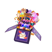 Handmade Musical Light Up Greeting Card-gift box fireworks b