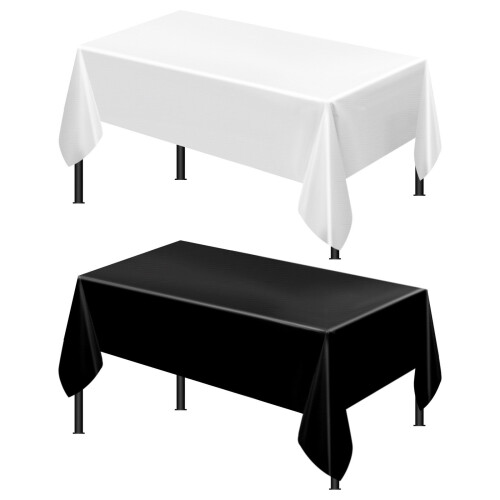 Solid Plastic Tablecloth Splashes Protective Decoration-Black 1