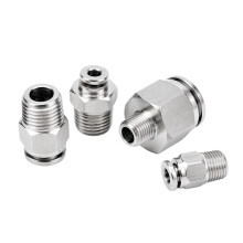 1PC 1/8' BSPT Male Thread 304 Stainless Steel Pneumatic Push to Tube Fitting 8mm 1/8 Connector For Air Tubing