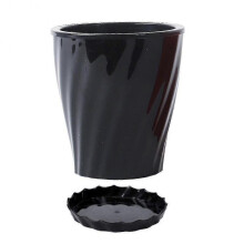 (Black) Flower pot, double-layer automatic water-absorbing resin material, fashionable and beautiful, capable of automatic water supply