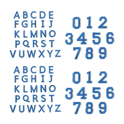 Fer brodé sur lettre numéro ensemble de 72 patchs en tissu-Bleu