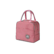 (Pink) Insulated bag, Oxford cloth portable, All-day low temperature, Foldable to save space