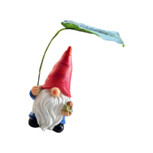 Sculpture de Gnomes en résine avec parapluie à feuilles,-UN