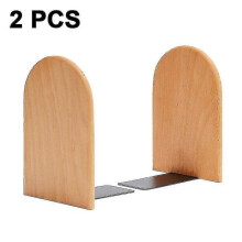 (Beech round head) Wooden bookends, Beech and black walnut, Round and square head styles, Anti-slip design