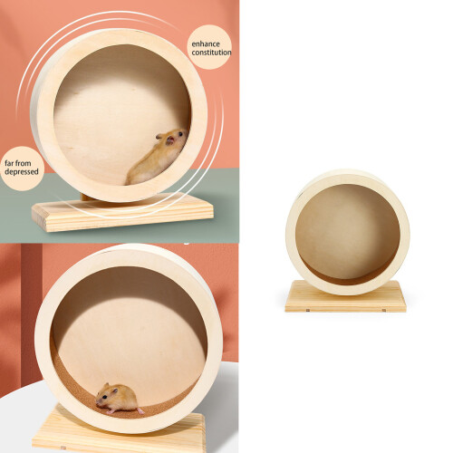 Natural Wood Small Pet Running Wheel Quiet Roller and Base-S 1