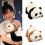 Charm Panda Plush Toy Comfortable Soft Throw Pillow-Black 25cm 2