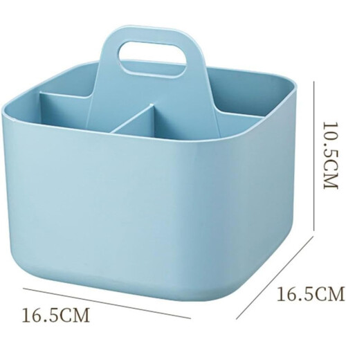 Stackable Multipurpose Basket Organizer With Handle Home Office Storage Plastic Storage Box Removable Divider Light Blue 1