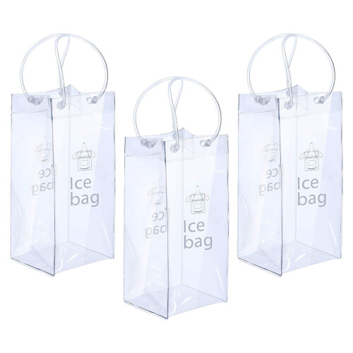 Sacs à vin de glace avec poignée renforcée, transparents et