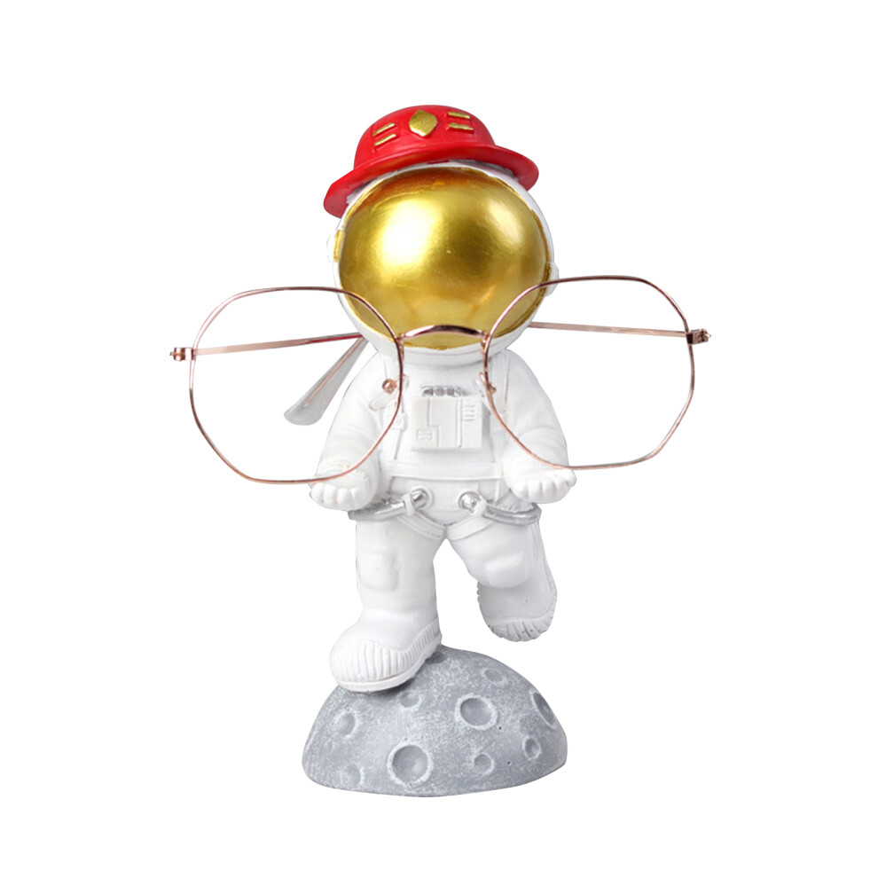 Astronaut Statue, Resin Spaceman Sculpture With 3D Cartoon Astronaut Phone Stand And Eyeglasses Astronaut Stand (White) 9060116965717
