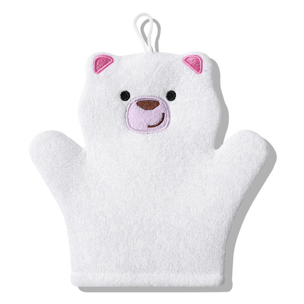 Toddler Bath Scrub Gloves Comfortable Fit Interactive-White