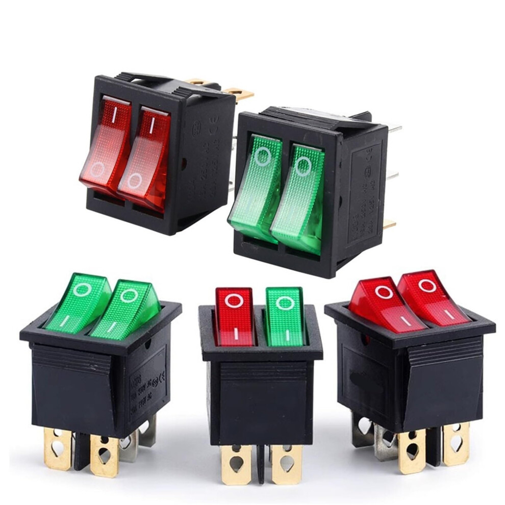 6Pin 2Position Panel Mount Onoff Power Switch With Light, 31X25mm, 16A/250V, 20A/125V, Red 9323874300559
