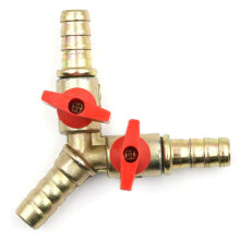 Valvola a sfera di intercettazione a 3 vie per gas combustibile, valvola a Y con raccordo a barb, costruzione in ottone resistente alla corrosione,