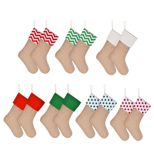 Set mit 2 bunten Sackleinenstrümpfen für Kinder,-Rot 2