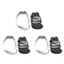 Set van 3 konijnenkoekjes mallen voor Kerstmis schattig-Konijn C