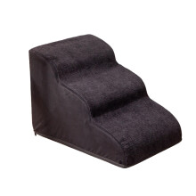 Pet Ramp For Small Dogs And Cats, Washable Cover, NonSlip Foam, Curved ThreeLevel Dog Stairs For Sofa And Bed, Black
