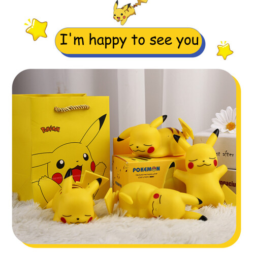 Χαριτωμένο νυχτερινό φωτιστικό Pikachu οικολογικό κάλυμμα σιλικόνης απαλή λάμψη με 2